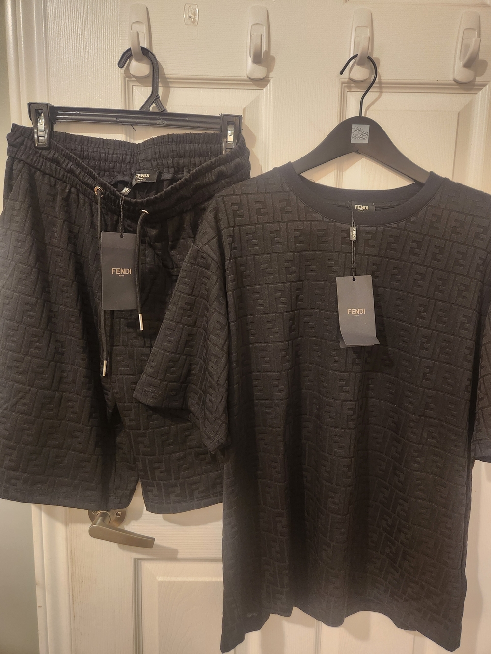 Fendi Black Tonal FF Monogram Sweatshirt And Short Set